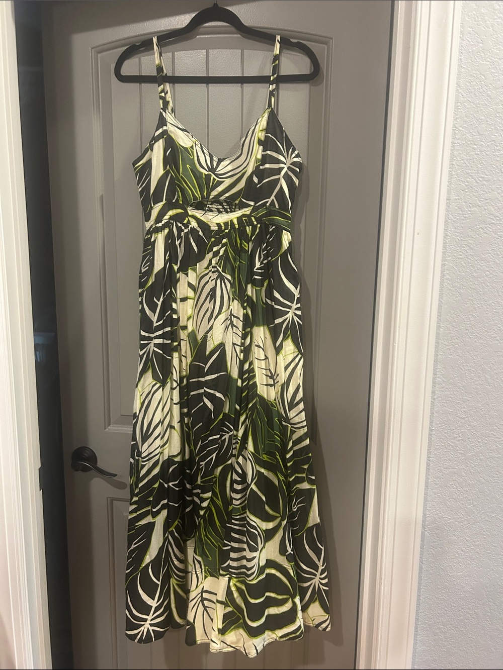 Joie Tropical Leaf Maxi Dress - Green/Black/White